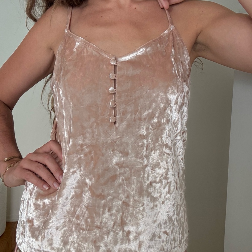 Women’s Blush Pink Velvet Cami Top